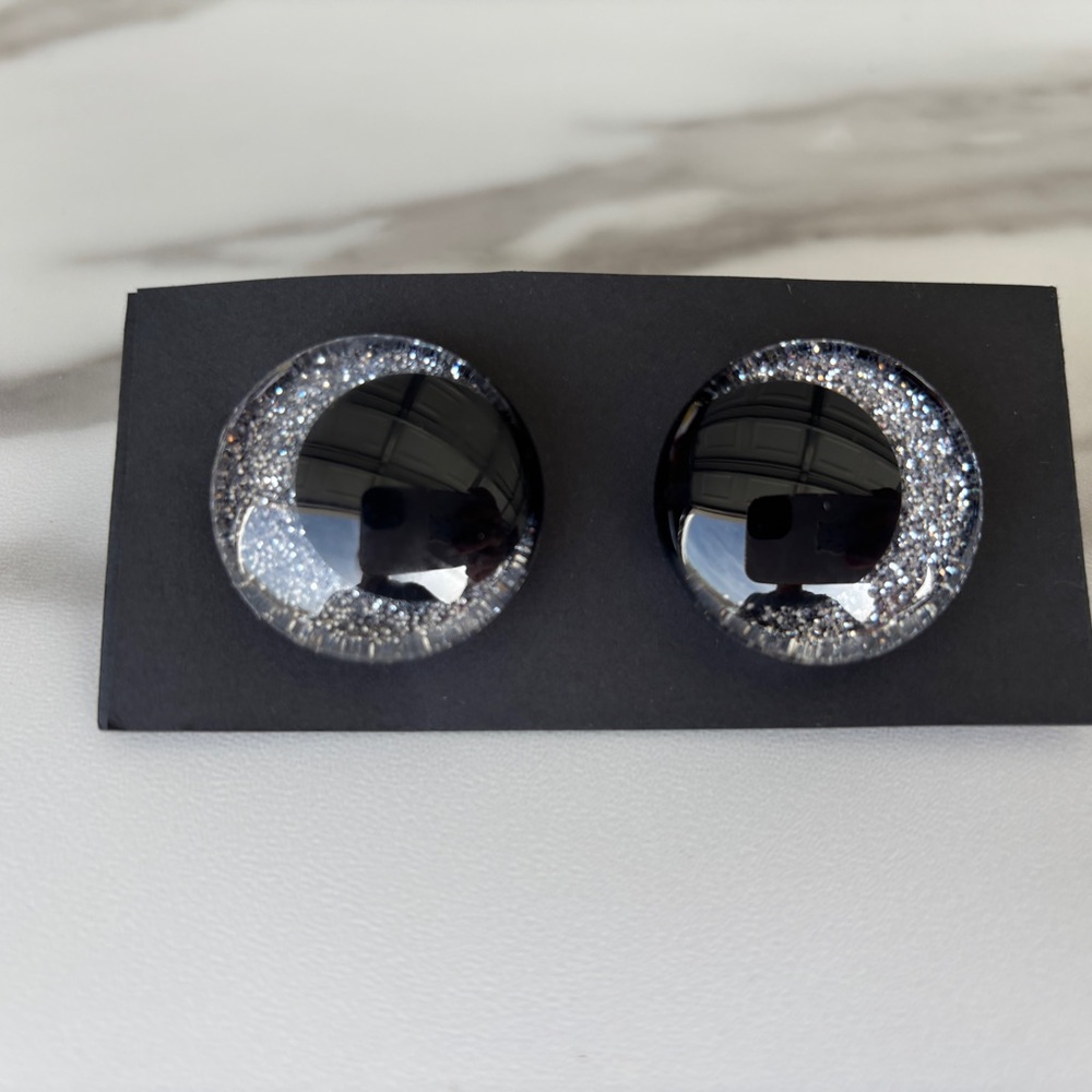 Handmade hand painted 35mm safety eyes SILVER